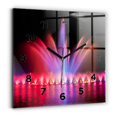 Pendule carrée en verre Fontaine de Wrocław la nuit