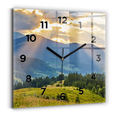 Horloge murale carrée Paysage avec forêts