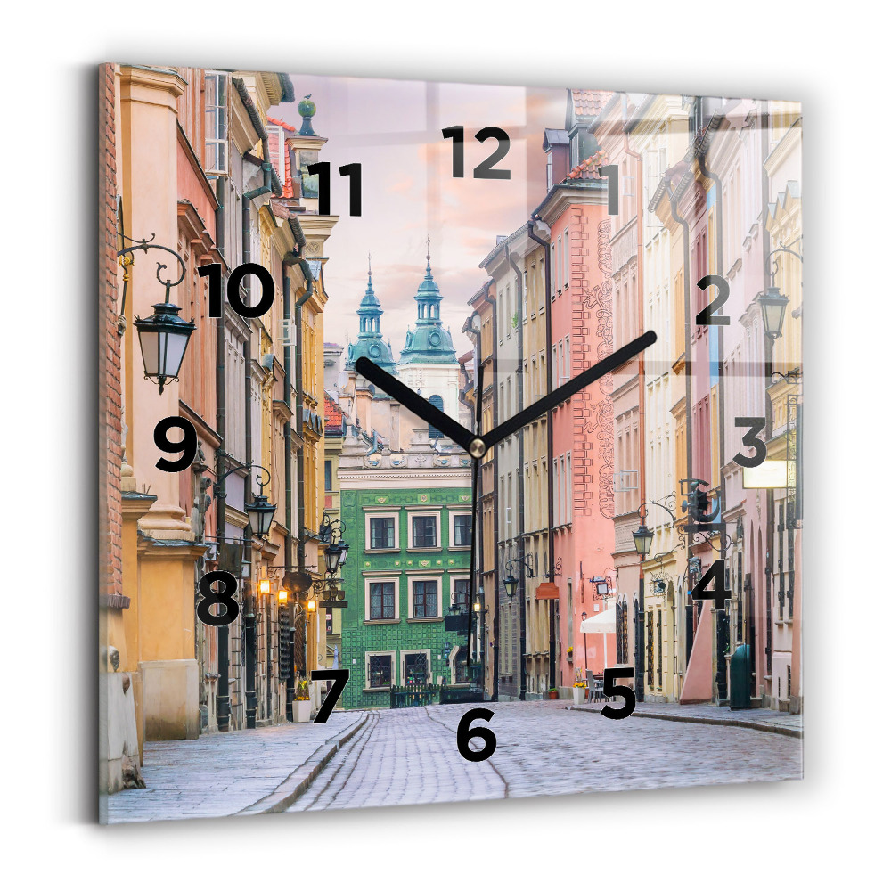 Horloge murale carrée Vieille ville de Varsovie