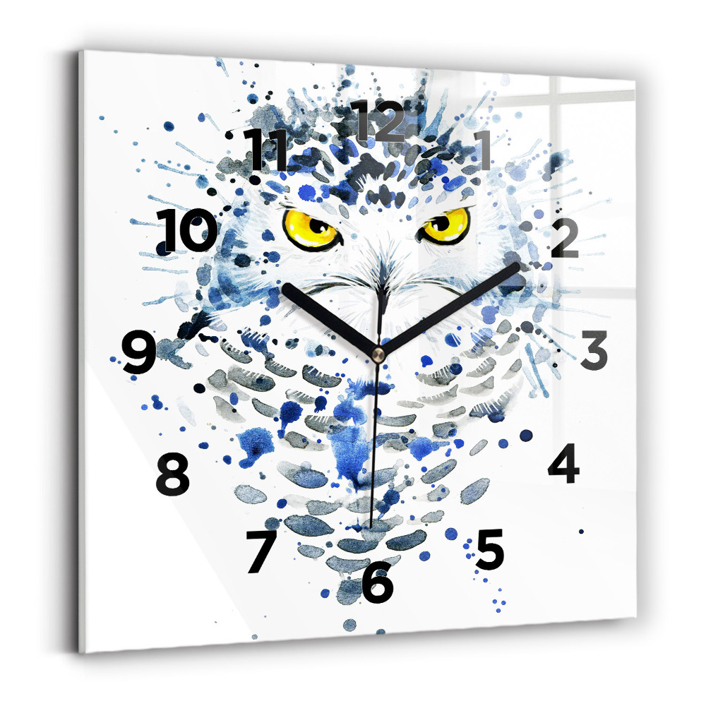 Horloge carrée en verre Regard de hibou