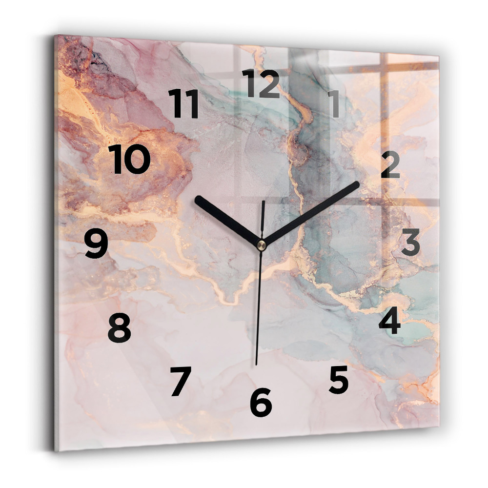 Pendule carrée en verre Texture de marbre