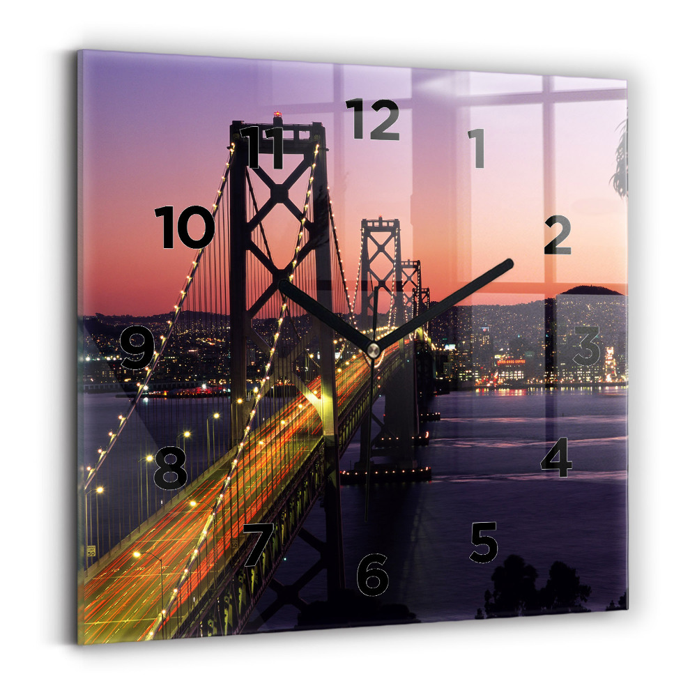 Horloge carrée en verre Coucher de soleil aux USA