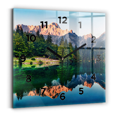 Pendule carrée en verre Paysage de lac