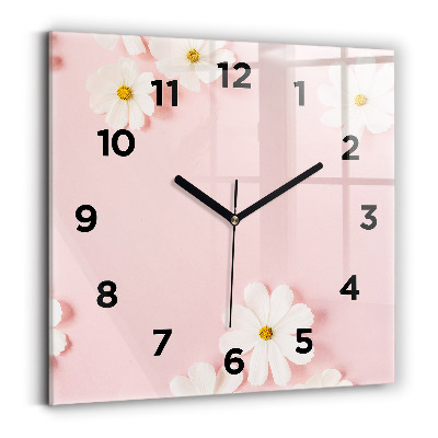 Horloge murale carrée Fleurs de marguerite