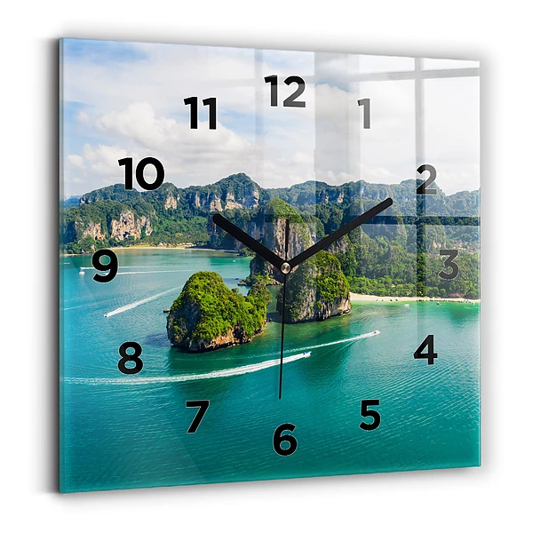 Horloge carrée en verre Île en Thaïlande