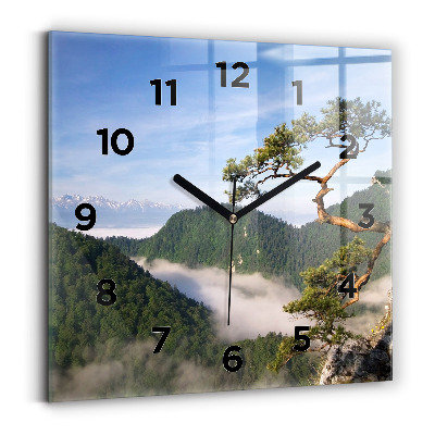 Pendule carrée en verre Pic Sokolica dans les montagnes Pieniny