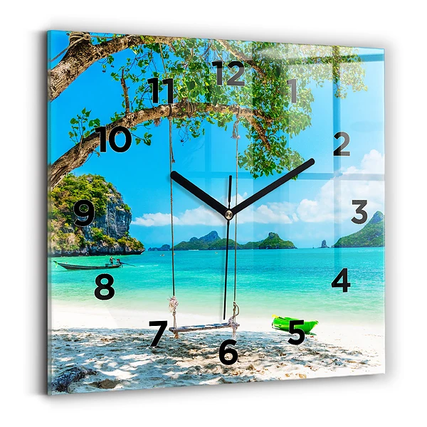 Horloge murale carrée Île ensoleillée en Thaïlande