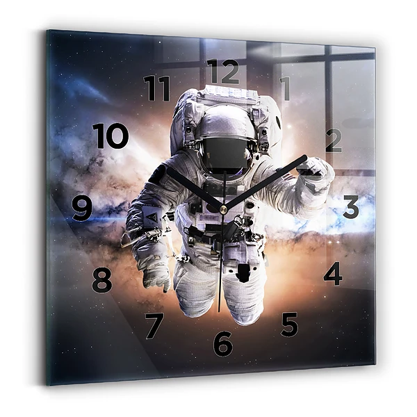 Pendule carrée en verre Astronaute dans l'espace