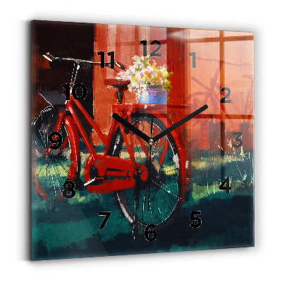 Horloge murale carrée Vélo peint