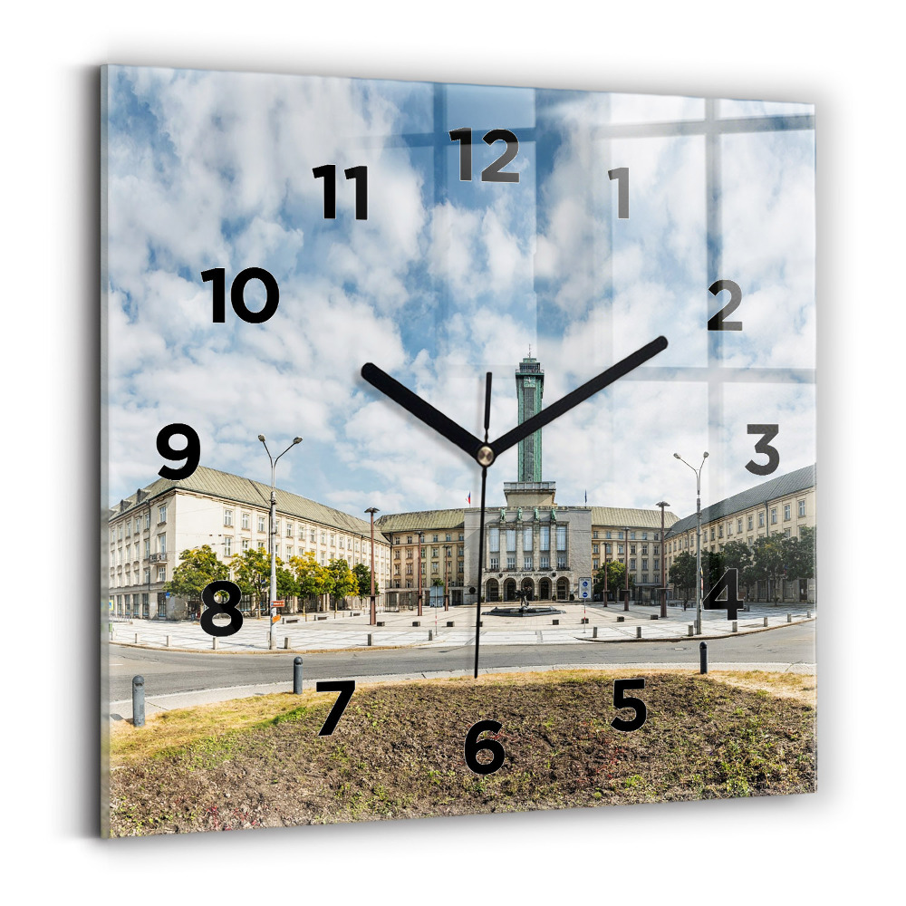 Horloge carrée en verre Panorama d'Ostrava