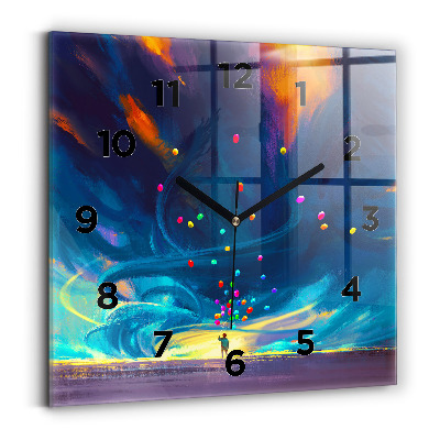 Pendule carrée en verre Enfant et ballons