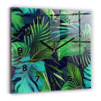 Horloge murale carrée Feuilles exotiques