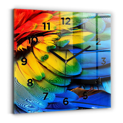Horloge murale carrée Ailes d'oiseaux colorées