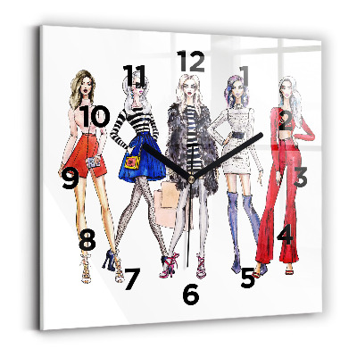 Horloge murale carrée Filles à la mode