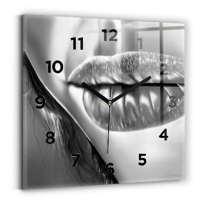 Pendule carrée en verre Bouche d'une femme