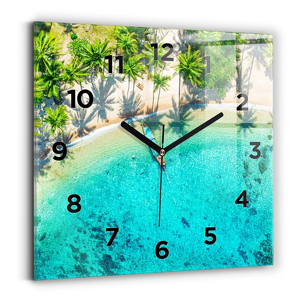 Pendule carrée en verre Plage tropicale de Koh Tao