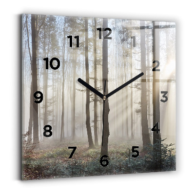 Horloge murale carrée Forêt dans la brume