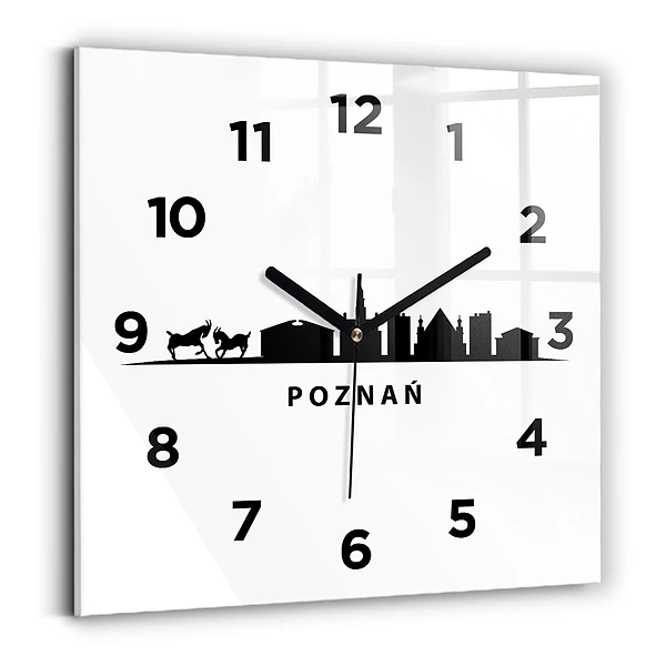 Horloge murale carrée Graphique de la ligne d'horizon de Poznan