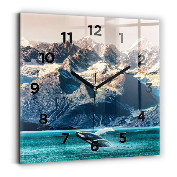 Horloge carrée en verre Eau de baleine