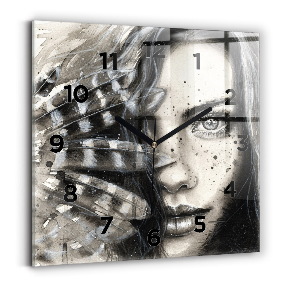 Horloge murale carrée Portrait peint