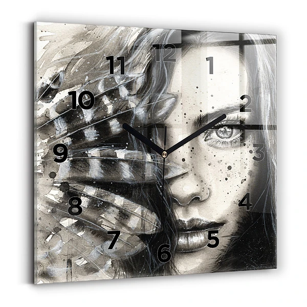 Horloge murale carrée Portrait peint