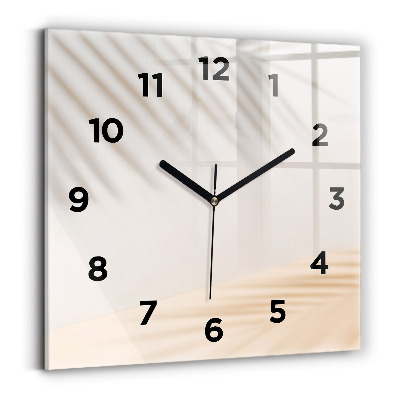 Horloge carrée en verre Crème abstraite