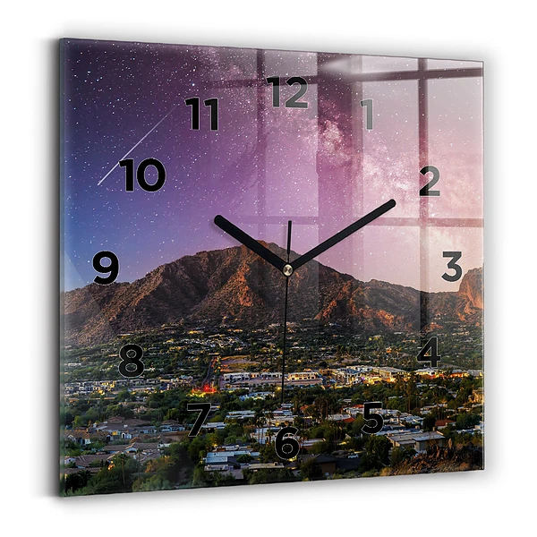 Horloge murale carrée Paysage de montagne