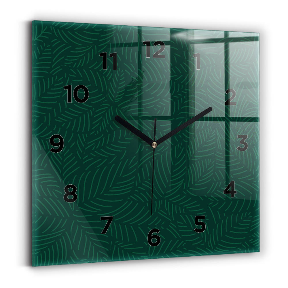 Horloge carrée en verre Motif de feuilles