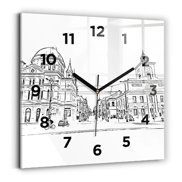 Pendule carrée en verre Illustration de la ville de Poznan