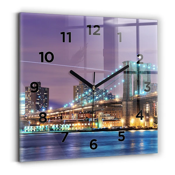 Horloge carrée en verre Pont de Brooklyn et East River