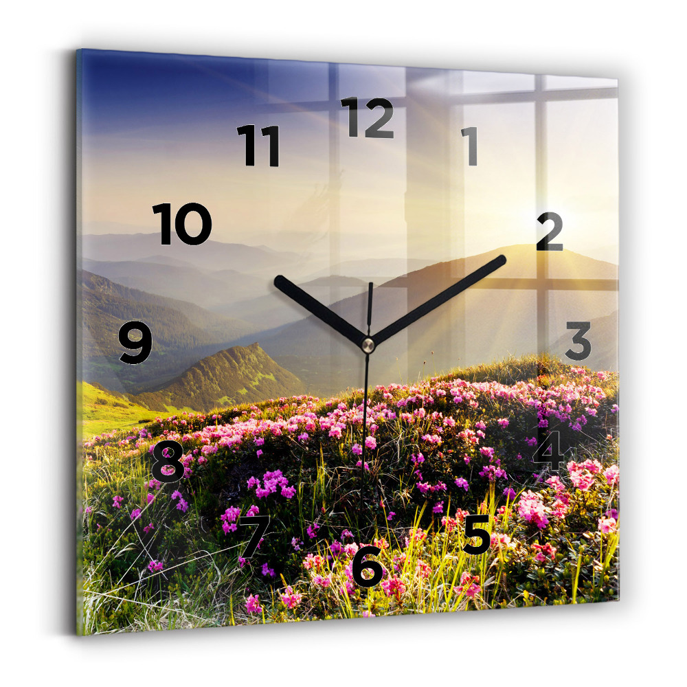 Horloge murale carrée Paysage de montagne