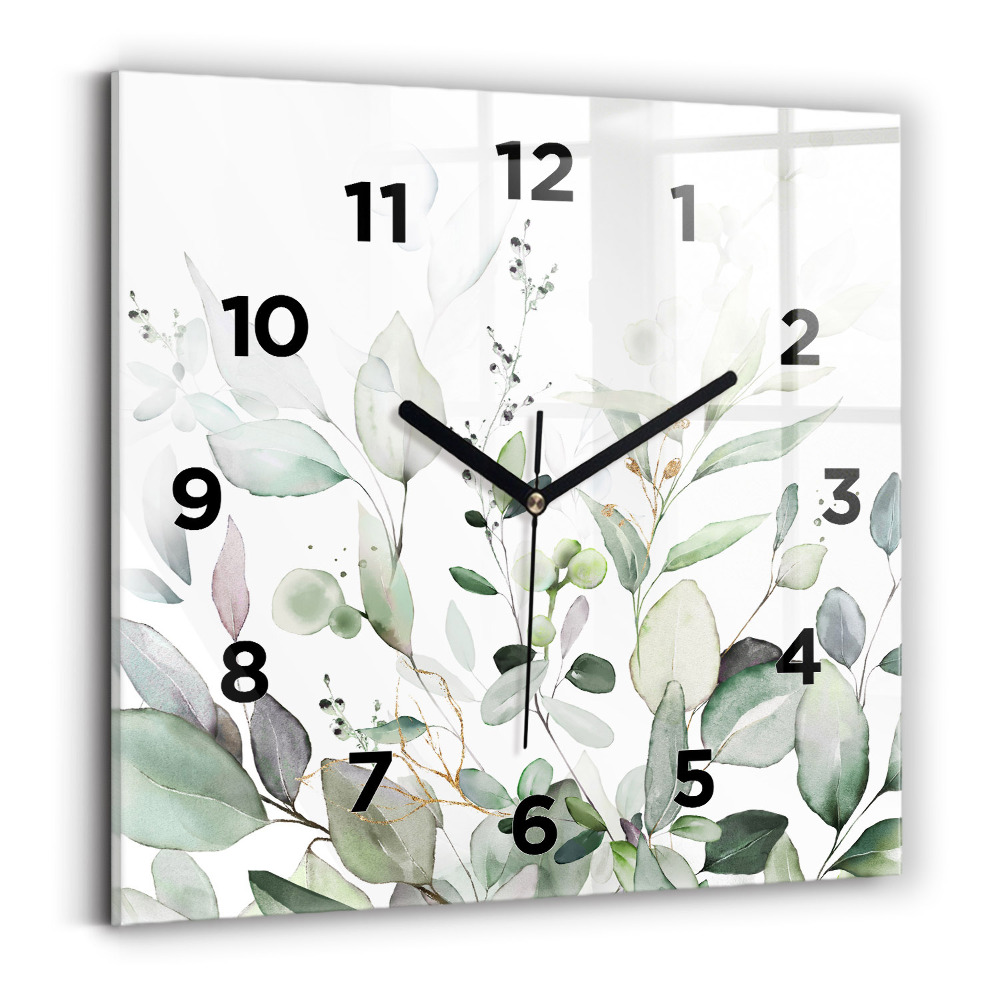 Horloge murale carrée Feuilles de plantes
