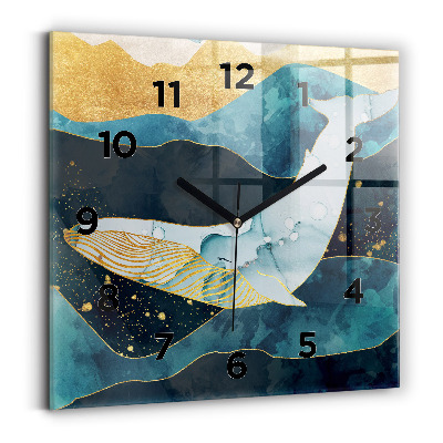 Pendule carrée en verre Baleine abstraite