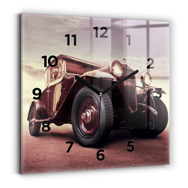 Horloge carrée en verre Voiture ancienne