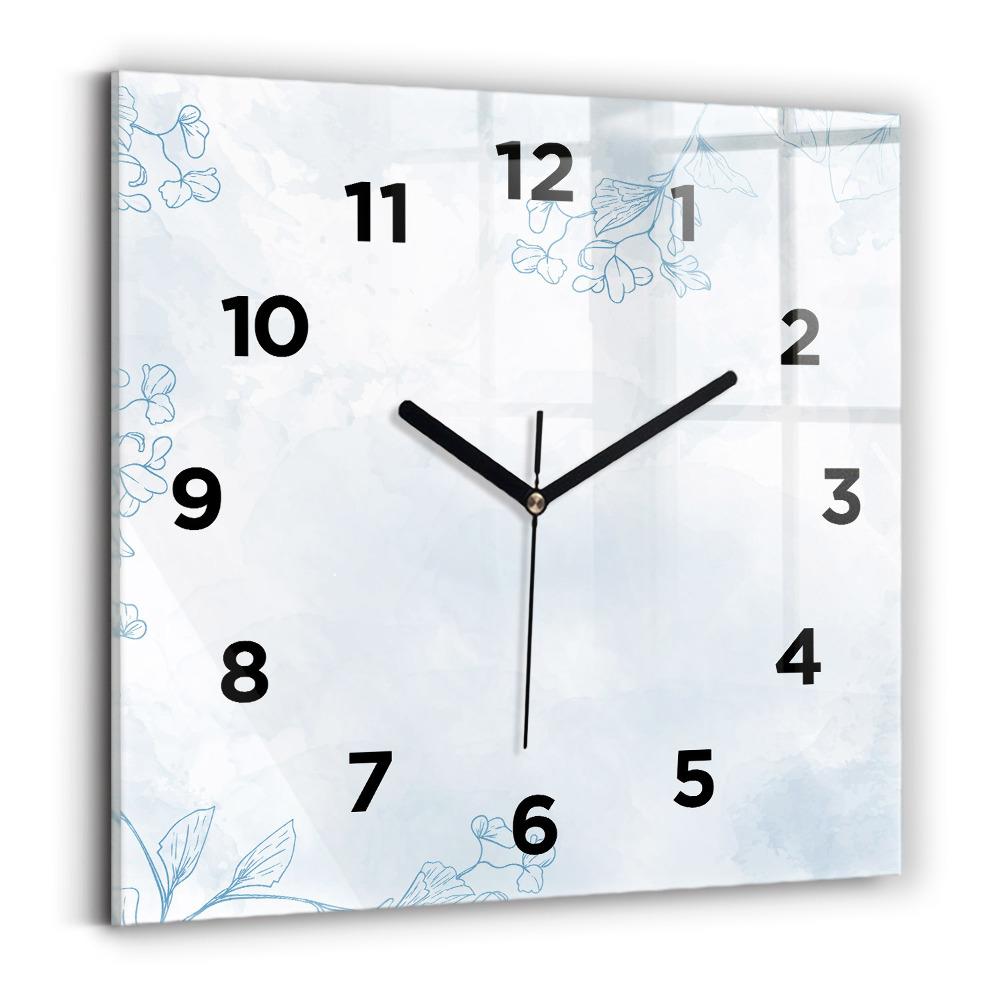 Horloge carrée en verre Croquis de plantes