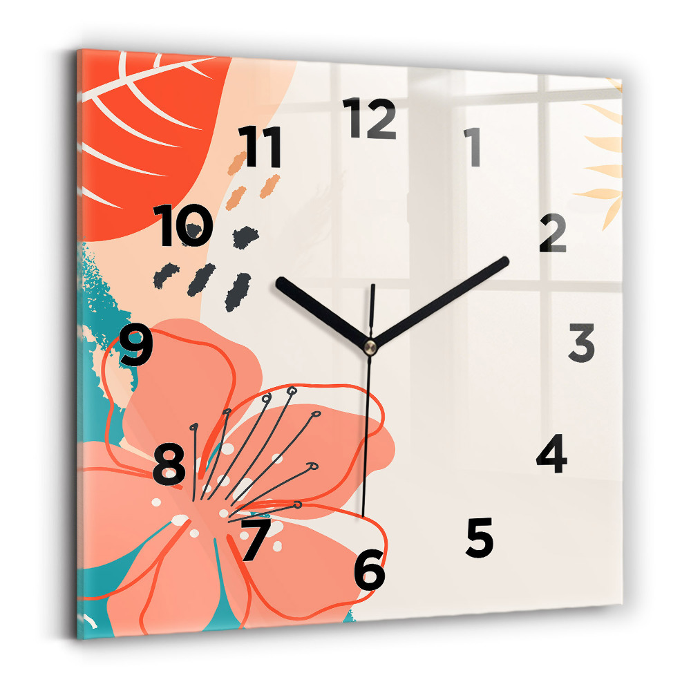 Horloge carrée en verre Plantes hawaïennes