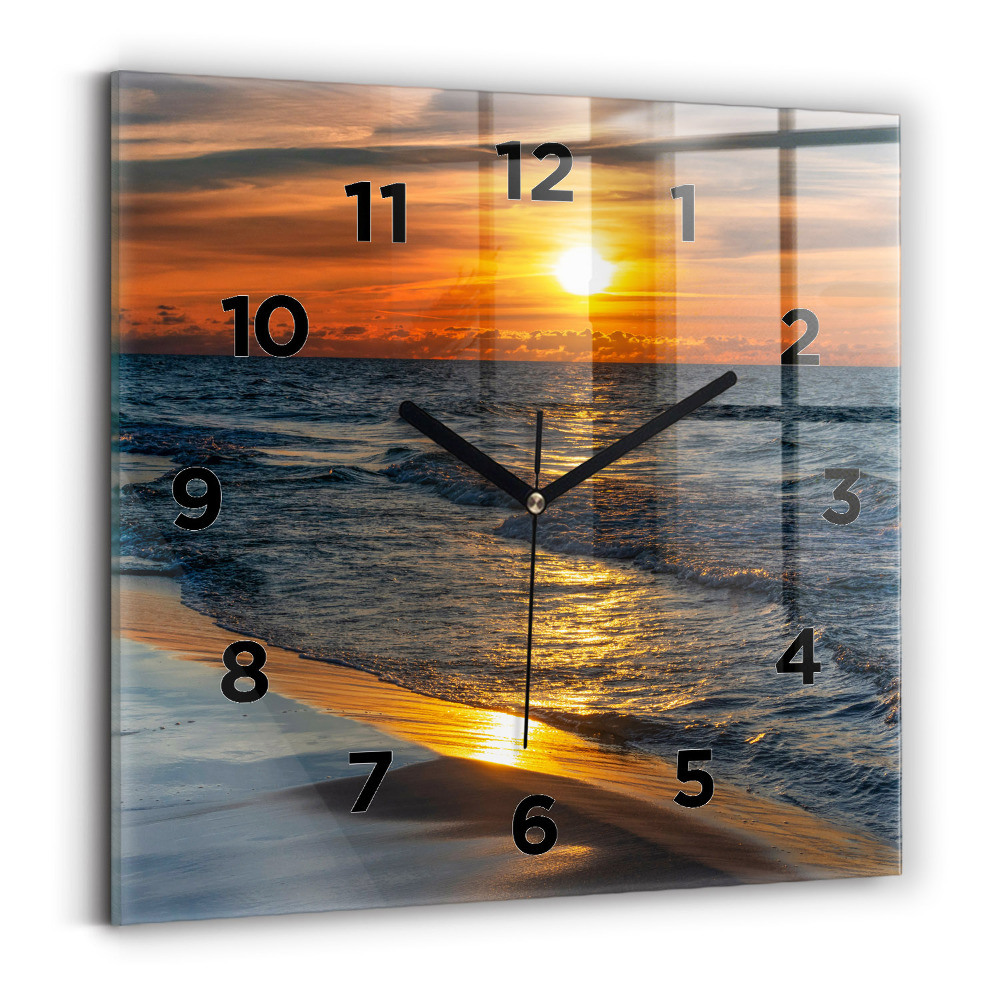Horloge carrée en verre Władysławowo Mer Baltique