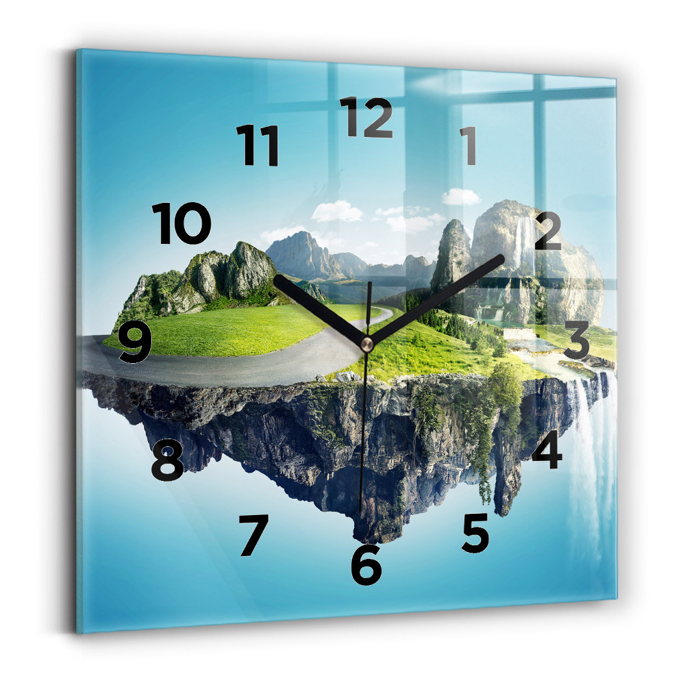 Horloge carrée en verre Île volante