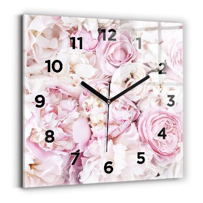 Horloge murale carrée Fleurs décoratives