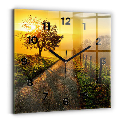 Pendule carrée en verre Brume au lever du soleil