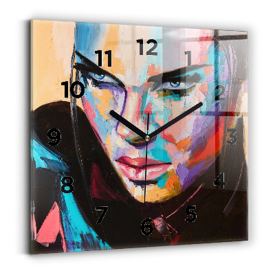 Horloge carrée en verre Portrait d'une femme