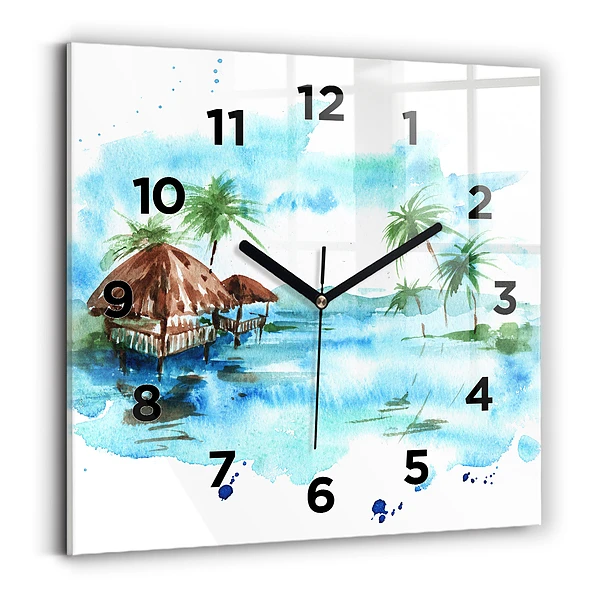 Horloge carrée en verre Image île déserte