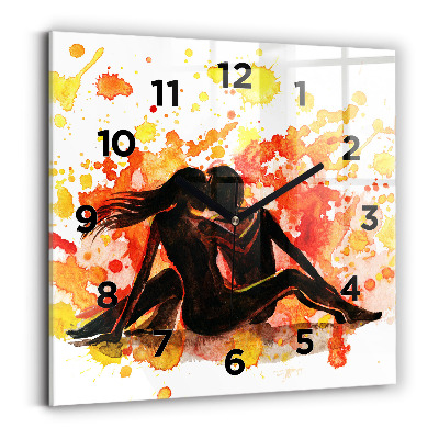 Pendule carrée en verre Amour et couple amoureux