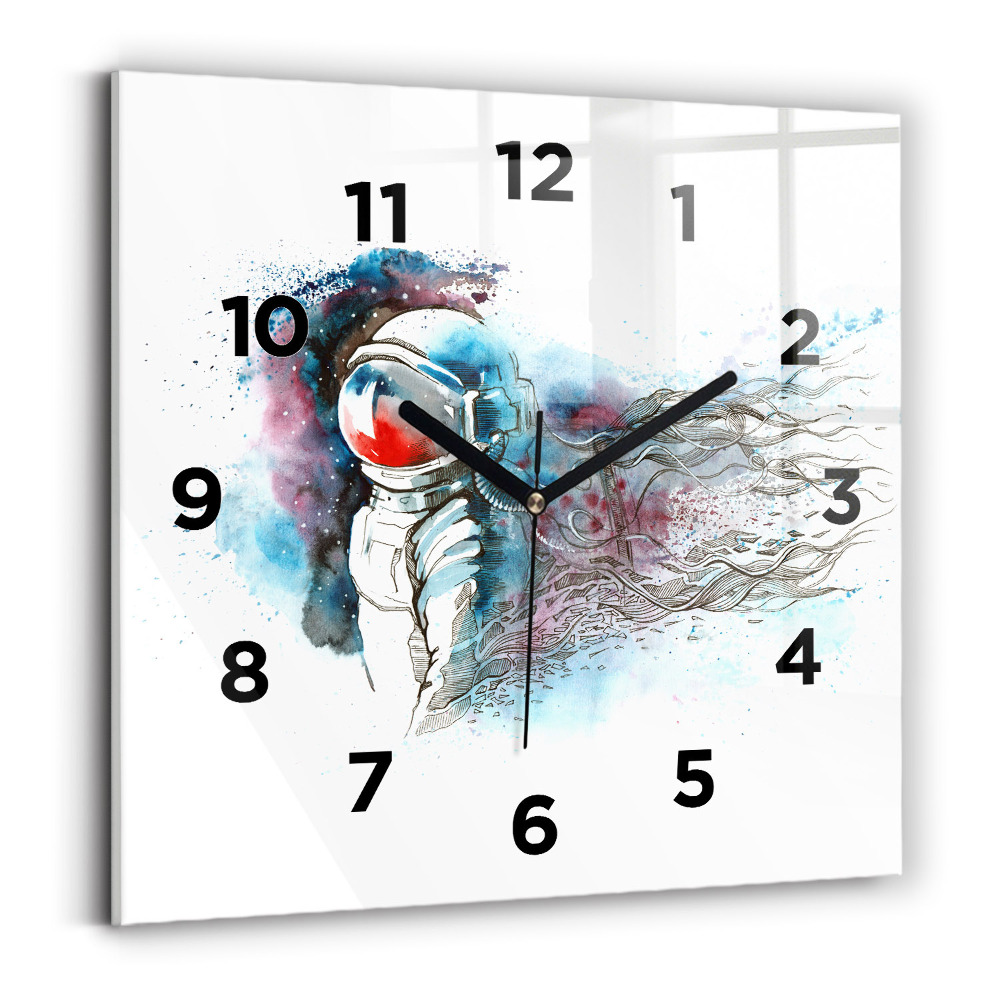 Horloge murale carrée Astronaute abstrait