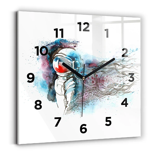 Horloge murale carrée Astronaute abstrait
