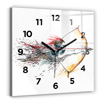 Horloge carrée en verre Guerrier en chasse