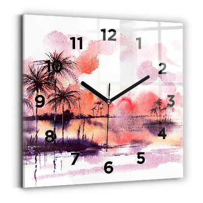 Horloge murale carrée Paysage tropical