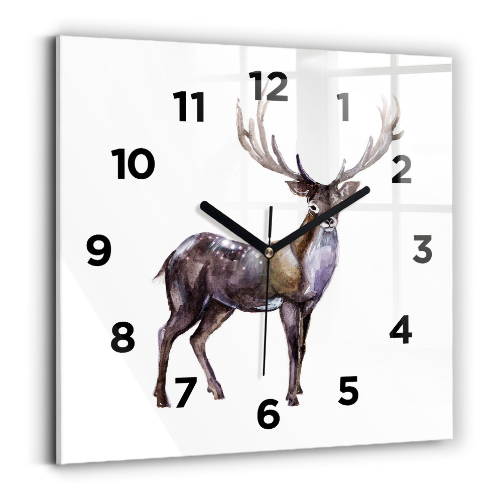 Pendule carrée en verre Cerf roi de la forêt