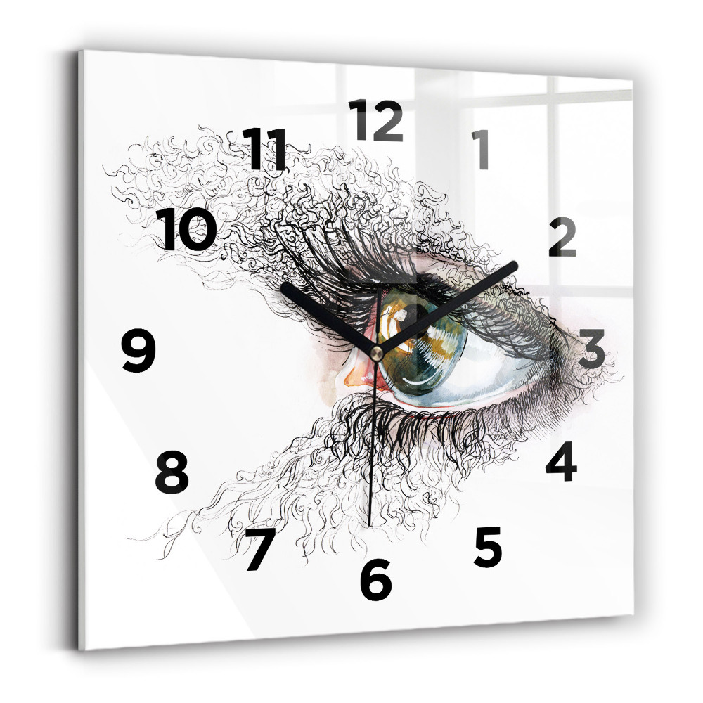 Horloge carrée en verre Dessin d'un oeil humain