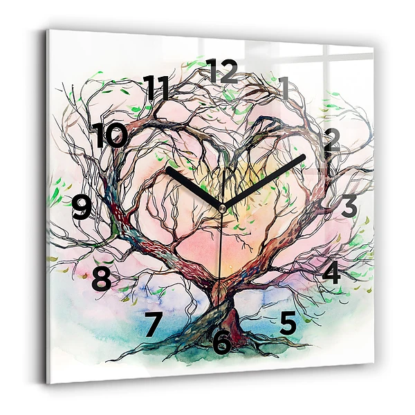 Horloge murale carrée Cœur d'arbre de la nature